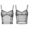 Women's Tanks & Camis Women's Lace Crop Cami Tops Sheer Mesh Sleeveless Spaghetti Strap Tight CamisoleWomen's