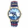 Montres-bracelets Dauphin Modèle Océan Aquarium Poisson Mode Casual Hommes Femmes Toile Tissu Sangle Sport Analogique Quartz Watch230J