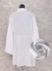 Women Swimsuit Cover Ups Mandarin Sleeve Kaftan Beach Tunic Dress Robe De Plage Solid White Pareo Cover-ups #Q429 220408