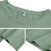 Komisk utskrift höst lösa kvinnor t-shirt vinter o-neck full ärm bomull mode t-tröjor feminin grön casual mjuka toppar 220402