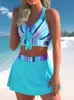 Blue Print Spirt Swimsuit Kobiety Bikini High talia Krzyż kąpieli Seksowne Seksowne kostium kąpielowy plażowy Biquini W220425