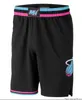 2022 Pantalones estampados Miami Swingman Pantalones cortos de baloncesto Heats Performance Black308H