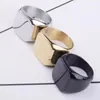 Cluster Rings Fashion Man Finger Silver Black Gold Ring Jewelry Anel Simple Ornaments Square Big Width Signet Titanium Steel Gifts