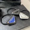 Diseñador para mujer lazos para el cabello insignia triangular Hari anillo casual pelos elásticos banda chica moda tocado sin caja