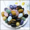 Stone Loose Beads Jewelry Natural Egg Shaped 30Mm Crystal Jade Tiger Eye Small Rose Quartz Tigers Opal Ornaments Jewelr Dhyk2