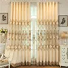 Cortinas de lujo Chenille bordado tul cortinas para sala de estar Semi-Blackout Beige ventana hueca dormitorio Villa HM112 # VT