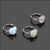 Band Rings Jewelry Heart Natural Crystal Open Ring Sier Color Wire Wrap Adjustable Quartz Opal Stone Healing Fashion Wedding Party Drop Deli