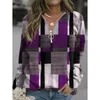 Womens Plaid Patchwork Sweatshirts Tops Spring Autumn Zipper Collar Long Sleeve Pullovers Female Vintage Streetwears Clothing 220813