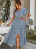 Damer vintage långt blommigt tryck sommardres lös casual knapp bohemian strand dres sundress mantel vestidos kvinnlig 220613