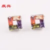 Charm Geometric rectangle AAA grade Zircon Earrings colorful inlaid network style classic simple manufacturer direct selling Earrings Designer Jewelry Women