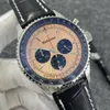1884 Mens Watch Montree De Luxe VK hareket kol saatleri kronograf Paslanmaz Çelik Kılıf Hardx Cam Bronz Dial Siyah Deri Kayış İş Metal Saatler