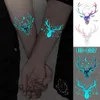 NXY Tatouage Temporaire Bleu Lumineux Glow Autocollant Cerf Rougeoyant Serpent Étanche Tatoo Poignet Faux Tatto pour Body Art Femmes Hommes 0330
