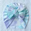 0-3T Velvet Winter Beanie for Newborn Headwrap Tie-dye Mix Color Baby Girls Bow Turban Hat Infant Knot Bonnet Bebes Skullies