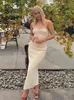 Kant met mij gebreide strapless bodycon sexy dames midi jurk 2022 zomer elegante backless split party vrouw jurken y220413