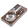 cigar ashtray portable foldable solid wood stainless steel cigar cutter hole opener bracket set travel