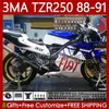 Bodys Kit для Yamaha TZR-250 TZR 250 TZR250 R RR-250 TZR 250 TZR250 R RS RR 88-91 CUDLEWORK 115NO.35 YPVS 3MA TZR250R белый синий 88 89 90 91 TZR250-R TZR250RR 1988 1989 1990 1991