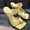 2022 Femme Robe Chaussures Luxe Flip Flop Nappa Dream Square Toe Sandal Dames Pantoufles Casual Talons Hauts avec boîte