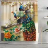 Shower Curtains Colorful Peacock Bathroom Butterfly Flower Pattern Curtain Set Bath Mats Rugs Anti-slip Carpet Toilet Seat CoverShower