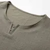 2022 Spring New Men's Casual Henley Collar Long Sleeve T-shirt Bomull och linnetyg Bekvämt mode T-shirt Mannmärke T220808