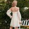 Party Dresses Bohemian Beige A Line Homecoming Dress Strapless Kne Length Swing Summer Gown med löstagbara ärmar YSAN1566 Party