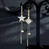 Dangle Lustre Longues Boucles D'oreilles Tempérament Univers Étoiles Lune Mode Femme Style Coréen Gland Asymétrique PersonnalitéDangle Mil