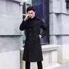 Long Over-Knee Thin Windbreaker 2021 Spring and Autumn Korean Style Slim British Mid-Length Coat Jacket Men's Wool Blends T220810