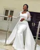 Una pieza 2022 Vestidos de novia de sirena de manga larga de encaje Africano Tallas grandes Aso Ebi Sweetheart Stain Vestidos de novia vestidos de novia