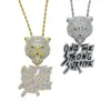 Chains Iced Out Sparking Bling Cz Rock Punk Hip Hop Jewelry Men Boy Charm Letter Strong Survive Choker Tiger Head Pendant Necklace307A