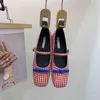 Slipper Bailsmo Cute Mary Jane Scarpa 2023 Versione coreana Mocassino Griglia personalizzata Arco Bocca superficiale Piatto Accogliente Morbido Singolo 220622