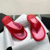 Women Designer Leather Slides Platform Sandal Beach Flip Flops New Summer Comfort Mules Flat Slipper 35-42 med Box No357