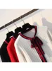 Xisteps Женщины Толстый вязаный кардиганский свитер элегантный галстук -галстук жемчужина o шея Женская осенняя зимняя пальто дамы
