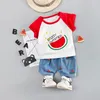 Clothing Sets Toddler Littlle Boys Summer Cotton Suit Kids Short Sleeves Outfit Cute Cartoon Watermelon Print Daily Boutique SetClothing