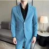 Men Suits for Wedding Groom Tuxedo light blue Peaked Lapel Business Blazer Jacket Pants 2 Piece For Man