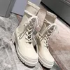 여성 2022 가을 겨울 레이스 업 마틴 발목 부츠 로우 블록 힐 레이디 패션 플랫폼 두꺼운 둥근 발가락 높이 신발 신발