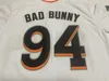 قمصان بيسبول من Maimi Bad Bunny بيضاء مع علم بورتوريكو مخيط بالكامل SD 22 قميص BadBunny مقاس S-4XL للرجال والنساء والشباب