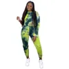 Taille Femme PLUS Taille Tracksuits XL-5XL Winter Femmes Deux Morceau Ensembles Mode Cravate Dye Manches Longues Sport Col Sport Mesdames Cuissards Cursale