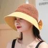 Chapeau de seau pour femmes Basin pliable Cape solaire Cap Bow Creent Couture Panama Chapeau extérieur UV Protection Soleil G220418