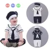 Fashion Summer born Navy Style Baby Romper Kids Boys Girls Sailor JumpsuitHat 2Pcs Body Short-sleeve Anchor Printed Suit 220525