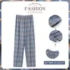 Herren-Nachtwäsche-Stil, Baumwolle, karierte Pyjama-Hose für Erwachsene, Heimtextilien, Hose für Männer, zum Schlafen