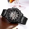 Luxe tag horloge heren designer merknaam damesmode horloges voor heren automatisch mechanisch polshorloge holle stalen band ronde wijzer heren