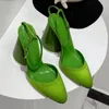 여름 최신 샌들 최고 품질의 특허 가죽 새틴 여성 드레스 신발 럭셔리 디자이너 9.5cm chunky heels 여성을위한 패션 검투사 샌들 공장 신발