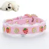 犬の首輪はかわいい花のピンクのイチゴ襟プリンセススタイルペットs m ldog