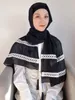 2022 Musulmano Chiffon Nappa Hijab Scialli con Sciarpa di Pizzo Bianco Delle Donne di Colore Solido Testa Avvolge Donne Hijab Sciarpe Delle Signore