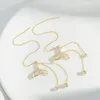 S925 agulha prateada agulha brilhante zircão rabo de peixe brinco de joias femininas 18k Brincos de borla de luxo de ouro 18k Presente de borla