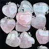 Arts And Crafts Arts Gifts Home Garden Natural Stone Charms 25Mm Heart Shape Rose Quartz Pendants Chakras Gem Fit Ea Dhine