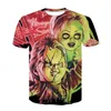 Camisetas masculinas noiva de verão de camiseta estampada em 3D chucky, palhaço de pescoço redondo camisetas harajuku masculas camisetas engraçadas de design engraçado