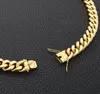 14k Guldpläterad herrhalsband 60 cm Grand Cuban Chain Four -Sided Sliping Men's 13mm