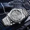 남성용 골드 골격 시계 기계식 남성 시계 최고의 브랜드 고급 자동 손목 시계 스틸 스트랩 캐주얼