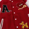 Herrjackor Hip Hop Letter Love Flockning Baseballjacka Kappa Kontrastsömmar Ytterkläder Streetwear Toppar Herr Kvinnor Varsity