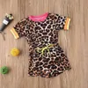 15Y Toddler Baby Kid Girls Girls Clothes Set Leopard à manches courtes courte Short Tournes Costumes d'été286p3370525
